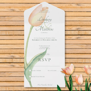 Invitation Tout En Un Peach Blush Tulip Solo Moderne Sans Dîner