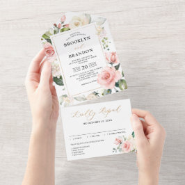 Invitation Tout En Un Peach Pastel Peach Pink FlorMariage