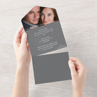 Invitation Tout En Un Personalized Photo Wedding Card Custom Text 