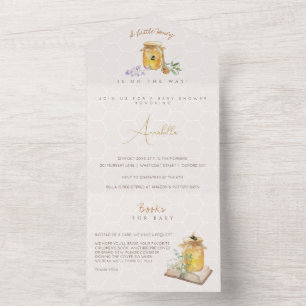 Invitation Tout En Un Petit Baby shower de miel doux