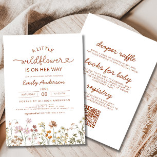 Invitation Tout en un petit Baby shower Fleur sauvage Boho