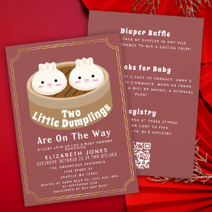 Invitation Tout en un petit Baby shower Jumeaux jetables QR