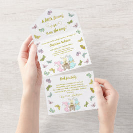 Invitation Tout En Un Petit Papillon Bunny Un Baby shower d'anniversaire