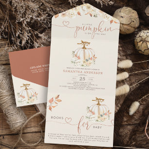 Invitation Tout En Un Petits livres d'automne Citrouilles pour bébé