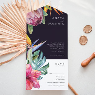 Invitation Tout En Un Phoque Coloré Tropical Violet Et Envoyer