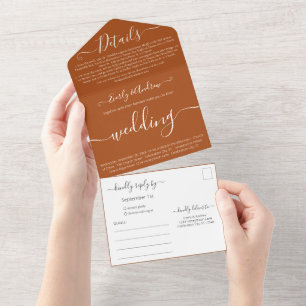 Invitation Tout En Un Photo Back Simple Adobe Clay Mariage moderne