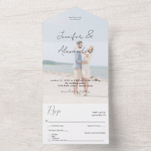 Invitation Tout En Un Photo & Big Names Mariage photo vertical V2