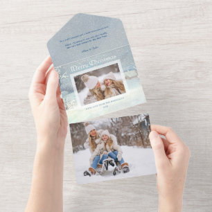Invitation Tout En Un Photo classique hiver Joyeux Noël Neige