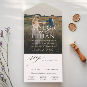 Invitation Tout En Un Photo de Mariage noir et blanc moderne