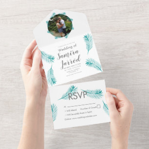Invitation Tout En Un Photo de mariage tropical d'été  