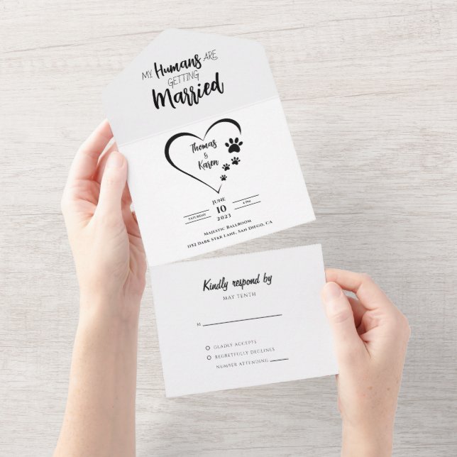 Invitation Tout En Un Photo de mon Humain Mariant Un Chien (Déchirure)