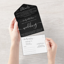 Invitation Tout En Un Photo Mariage moderne simple noir et blanc