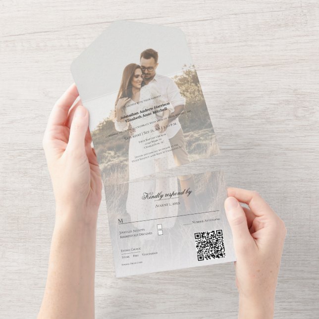 Invitation Tout En Un Photo moderne et Mariage de superposition (Déchirure)