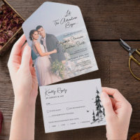 Photo montagne Forêt simple moderne mariage RSVP A