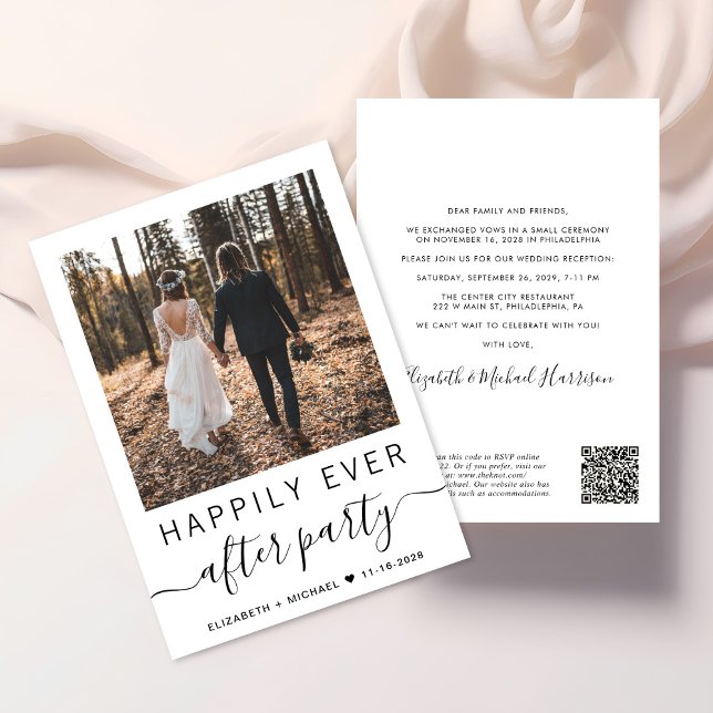 Invitation Tout en un Photo QR Code Mariage Réception (Upload you photo and input your wedding website address to create a QR code)