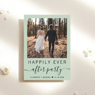 Invitation Tout en un Photo QR Code Sage Mariage Réception