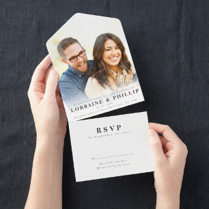 Invitation Tout En Un Photo romantique Elégant dégradé RSVP Mariage
