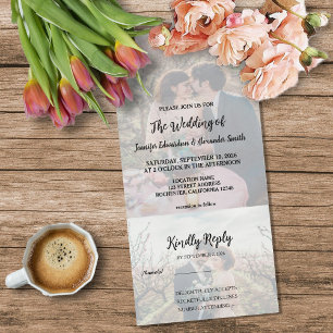 Invitation Tout En Un Photo rustique élégant mariage de campagne