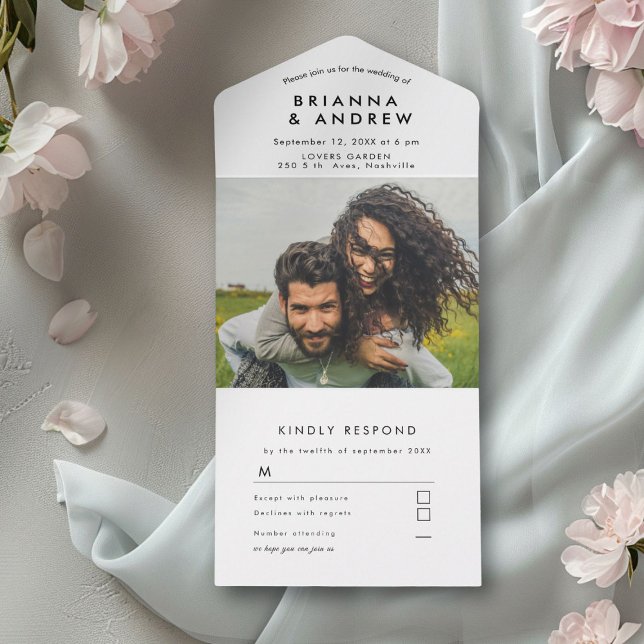 Invitation Tout En Un Photo simple tout en un Mariage (Simple Photo All in One Wedding All In One Invitation)