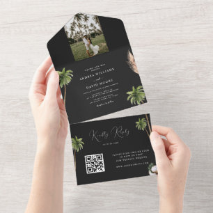Invitation Tout En Un Photo Tropical Noir