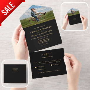 Invitation Tout En Un Photographie de mariage tout inclus Black Gold RSV