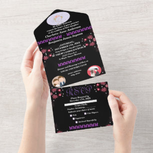 Invitation Tout En Un Photos de Mariés Personnalisés Texte Mariage