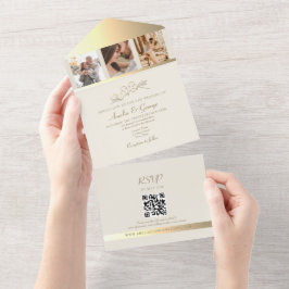 Invitation Tout En Un Photos élégantes Mariage RSVP QR Code