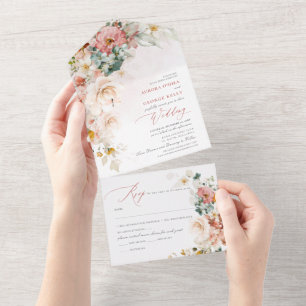 Invitation Tout En Un PixDezines Aquarelle Automne Fleurs de Jardin