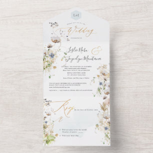 Invitation Tout En Un PixDezines Aquarelle Fleurs de prairies hivernales