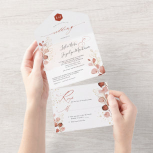 Invitation Tout En Un PixDezines Aquarelle Rustique gomme d'automne Euca