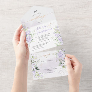 Invitation Tout En Un PixDezines Elégant Dusty Roses violets