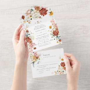 Invitation Tout En Un PixDezines H2 - Fleurs de jardin d'automne