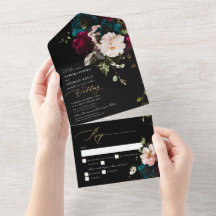 PixDezines Moody Floral Bourgogne Turquoise