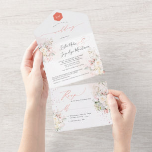 Invitation Tout En Un PixDezines Roses de crème d'aquarelle