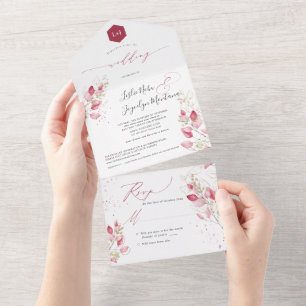 Invitation Tout En Un PixDezines Rustique Aquarelle Gomme Roue Eucalyptu
