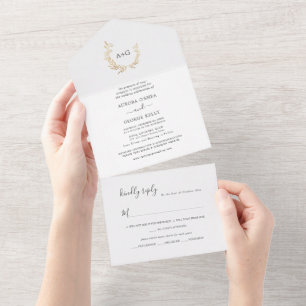 Invitation Tout En Un PixDezines Simple Faux Gold Wreath