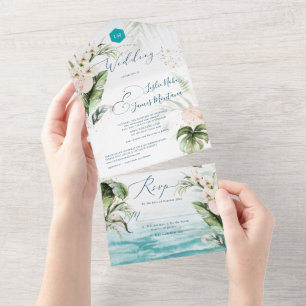 Invitation Tout En Un PixDezines Tropical Jungle Foliage Beach Event