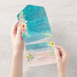 Invitation Tout En Un PixDezines Tropical Paradise Beach Événement Tout 