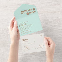 Invitation Tout En Un Plage Retro | Phoque Aqua et Envoi