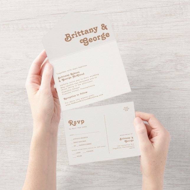 Invitation Tout En Un Plage Retro | Sceau d'ivoire et envoi (Déchirure)