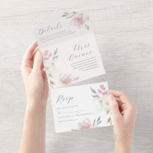 Invitation Tout En Un Plutôt rose Quinceanera 15 ans
