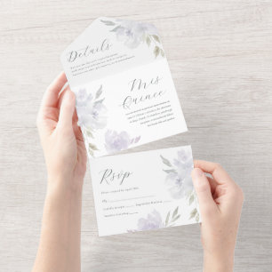 Invitation Tout En Un Plutôt Violet Floral Quinceanera 15 ans