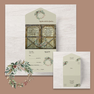 Invitation Tout En Un Porte de grange et Floral tout en un seul Faire-pa