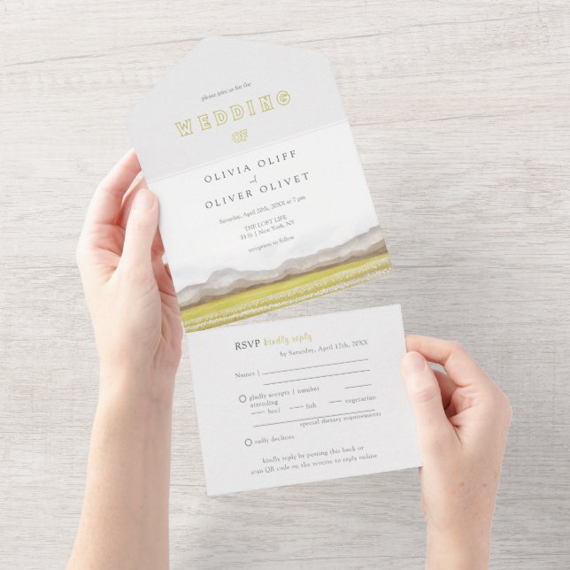 Invitation Tout En Un Prairies en fleurs Mariage (Déchirure)