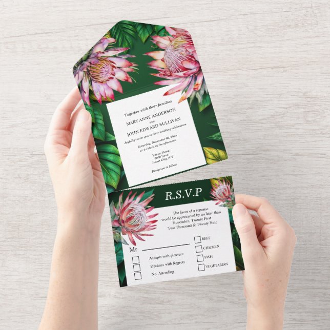 Invitation Tout En Un Protea sugarbush fynbos aquarelle été (Déchirure)