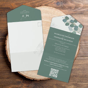 Invitation Tout En Un QR Code Classic Eucalyptus Online RSVP Simple