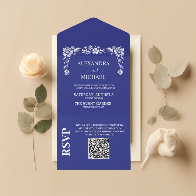Invitation Tout En Un Qr Code Destination Grèce Santorin Mariage (Créateur téléchargé)