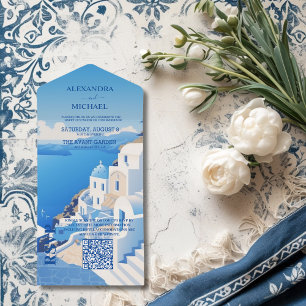 Invitation Tout En Un Qr Code Destination Grèce Santorin Mariage