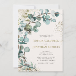 Invitation Tout en un QR Code Eucalyptus Mariage Parties scin