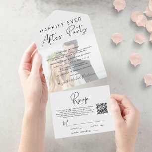 Invitation Tout En Un Réception de mariage avec code QR photo moderne